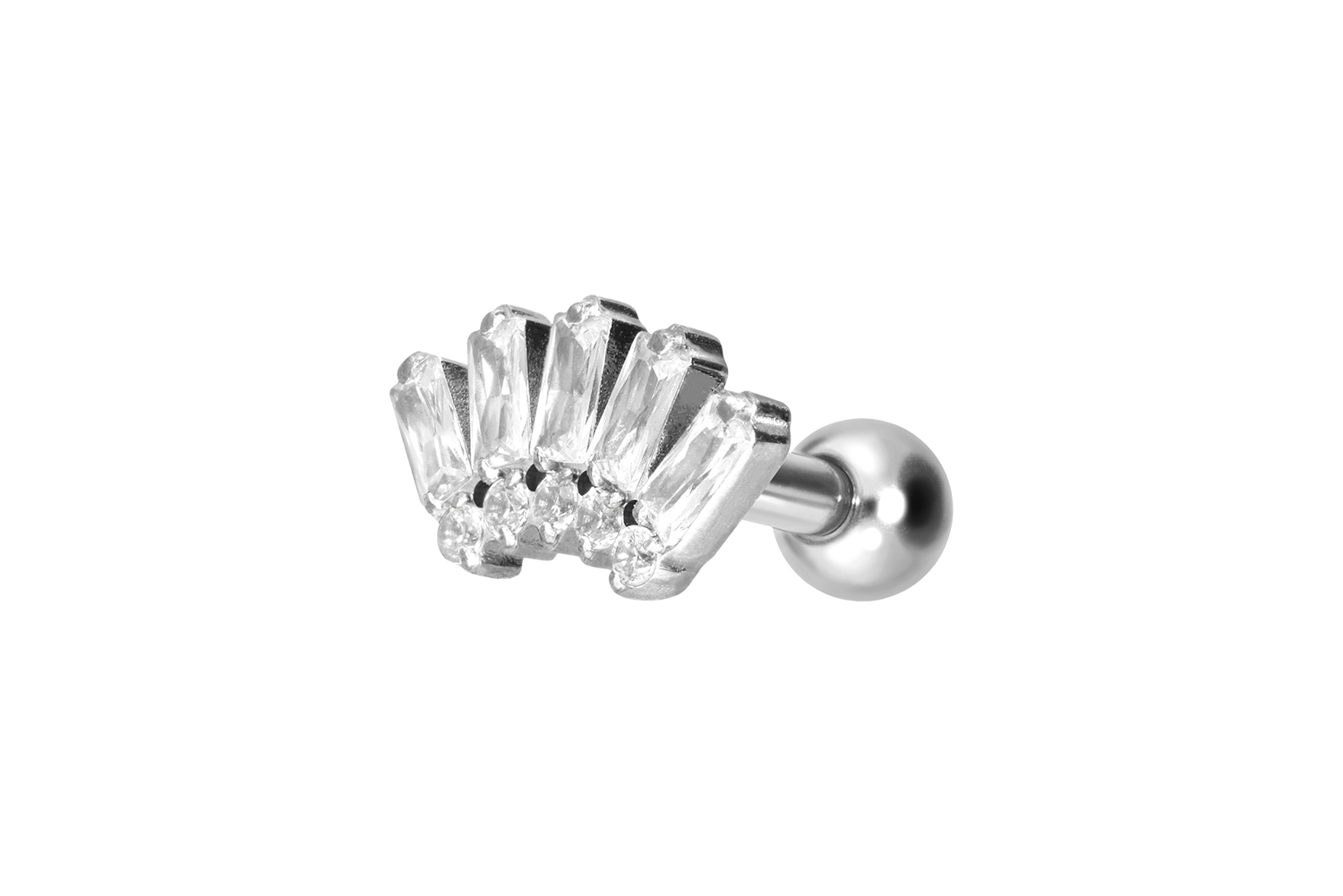 Titan Ohrpiercing mit Innengewinde 10 EINGEFASSTE KRISTALLE